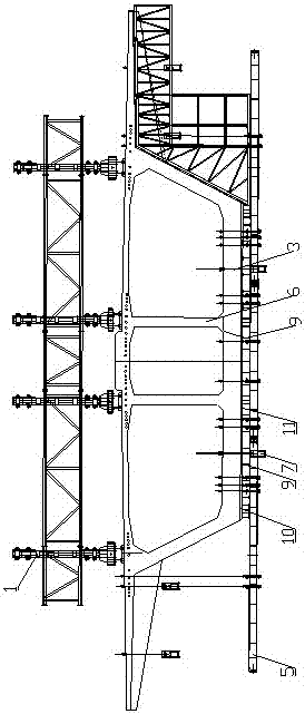 一种带底托梁的宽幅箱梁挂篮施工装置的制作方法