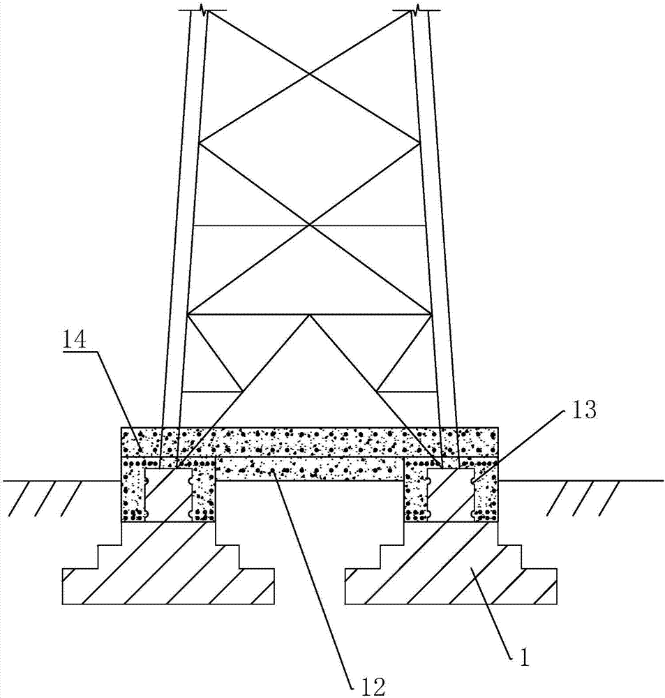 基坑边缘浅基础高压铁塔加固结构的制作方法