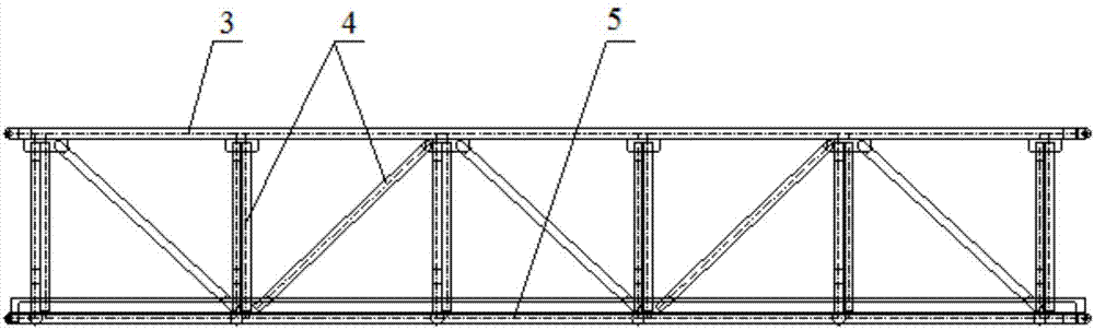 其中,每个标准桥节相同,主要由上弦杆,腹杆,下弦杆,底部横杆和斜撑杆