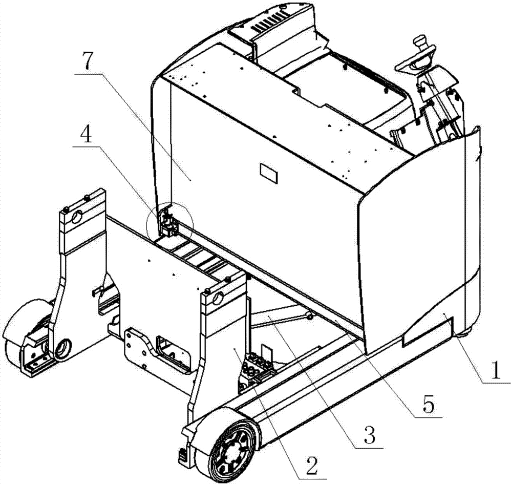 一种前移式电动叉车蓄电池箱体侧拉锁紧装置的制作方法