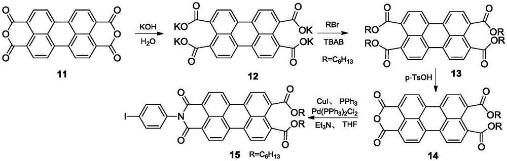 苯并菲炔联苯炔苯桥连苝酰亚胺二酯二元化合物的合成方法与流程
