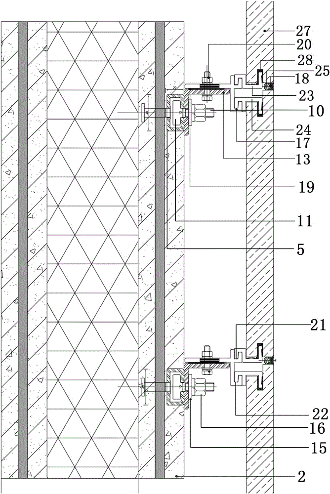 石材幕墙专用短锚筋槽式金属埋件安装结构的制作方法