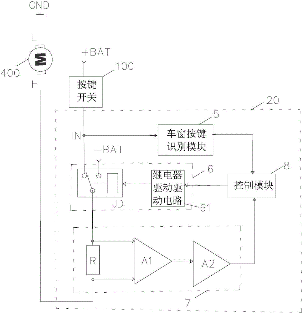 有刷電機(jī)的堵轉(zhuǎn)保護(hù)電路及電動(dòng)車(chē)窗的電機(jī)堵轉(zhuǎn)保護(hù)裝置的制作方法