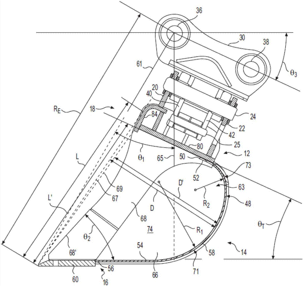 倾斜铲斗轮廓和前部结构的制作方法与工艺