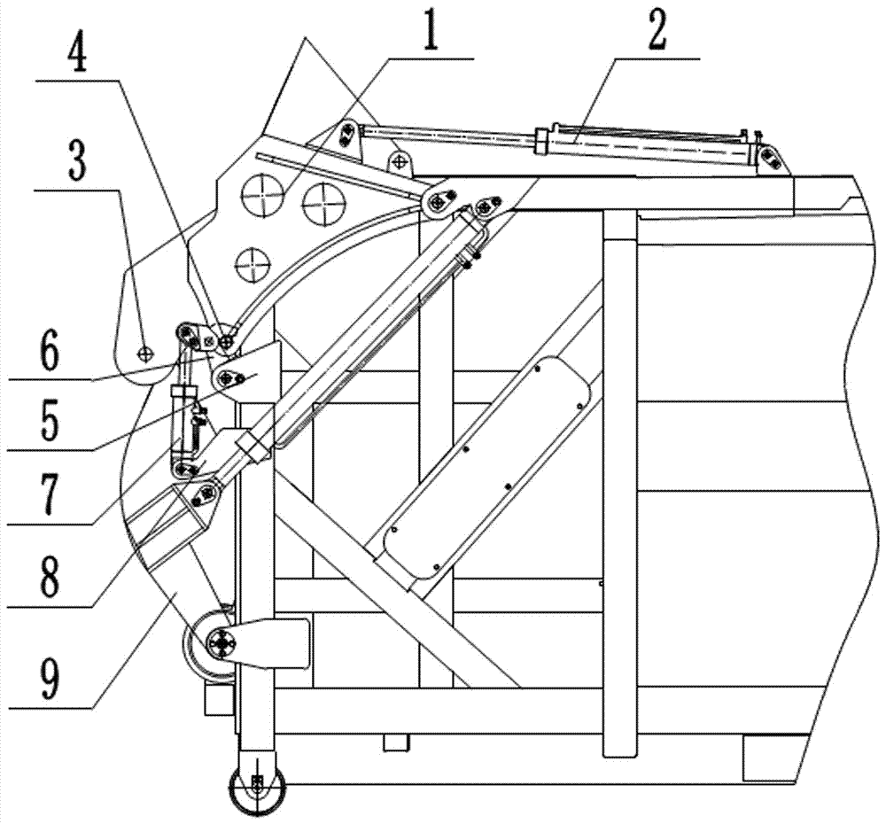 拉臂车厢厢体的旋转式起重装置的制作方法