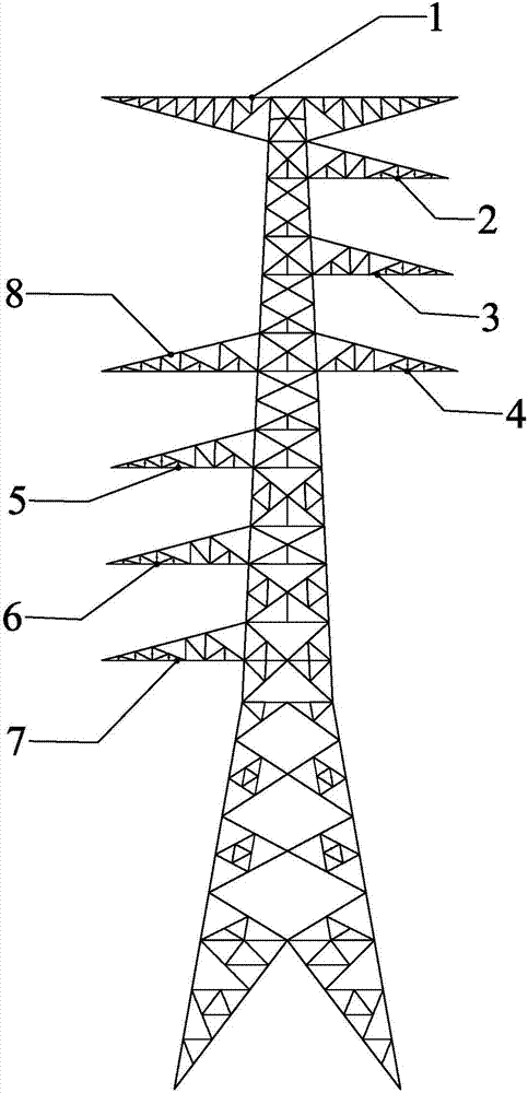 电力塔领域,具体为一种成本较低,工程实施难度低的220千伏四回路铁塔