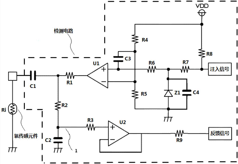 一種基于高頻注入的氧傳感器內(nèi)阻的檢測(cè)電路的制作方法與工藝