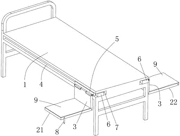 餐臺(tái)滑動(dòng)設(shè)置的多功能病床的制作方法與工藝