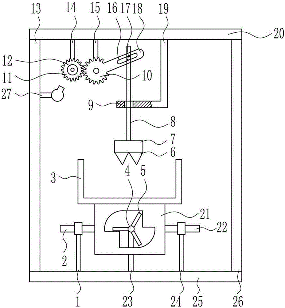 一種3D打印用廢棄垃圾齒輪式快速切碎裝置的制作方法