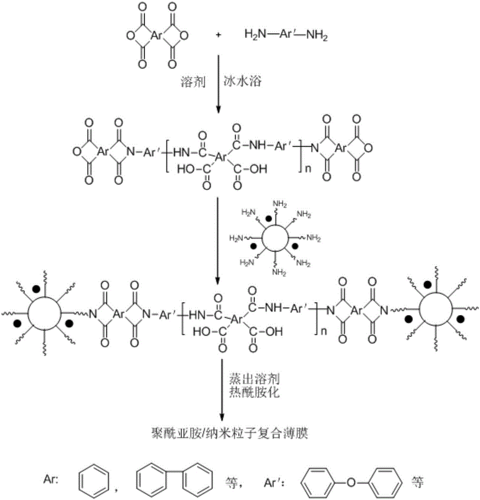 一种高分散性聚酰亚胺/纳米粒子复合薄膜及其制备方法与流程