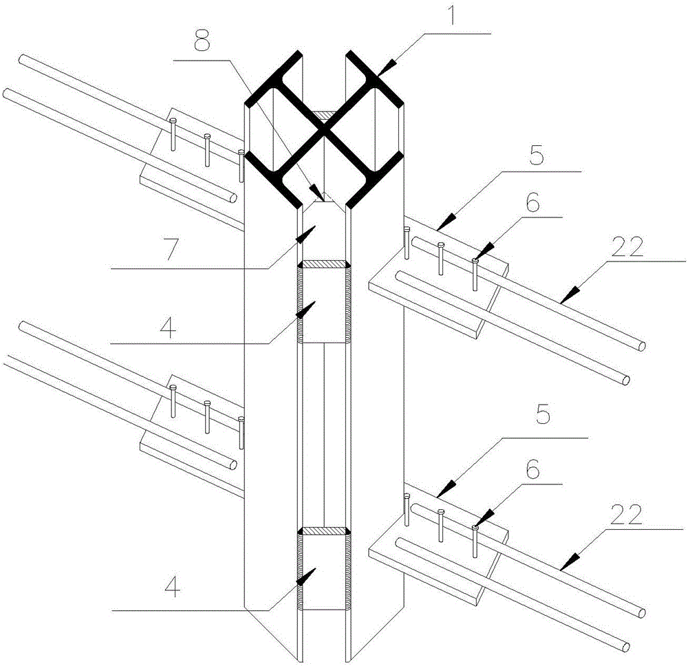 本发明涉及工程建筑技术领域,尤其涉及一种梁柱斜交结构.