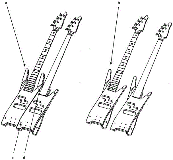 具有双琴颈的电吉他/电贝司,分为两个单独的独立吉他