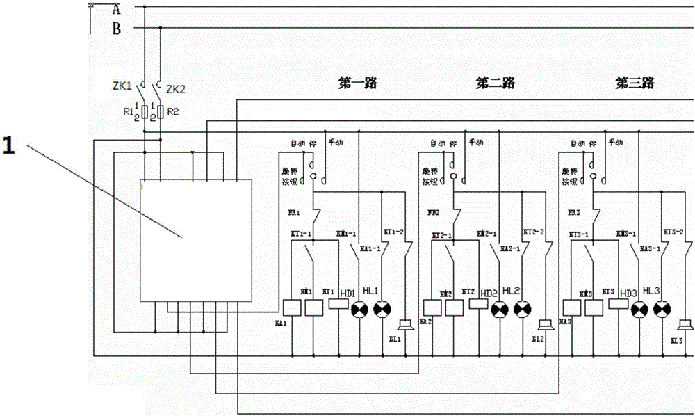 一種油田多回路電機綜合保護控制柜控制電路的制作方法與工藝