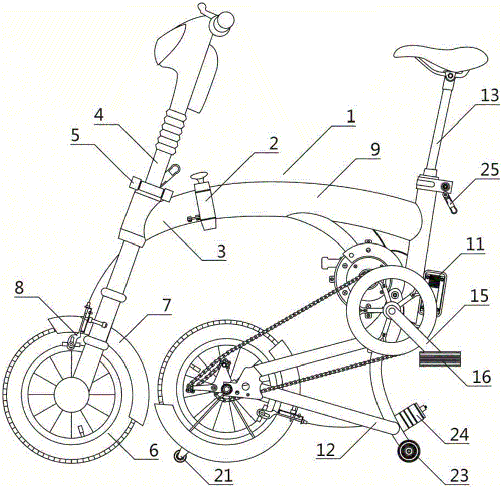 一种三折叠电池内置电动自行车的制作方法与工艺