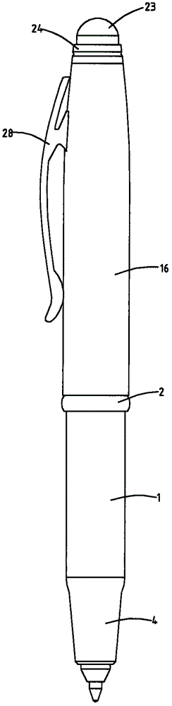 筆尖端可發(fā)光的插套式圓珠筆的制作方法與工藝