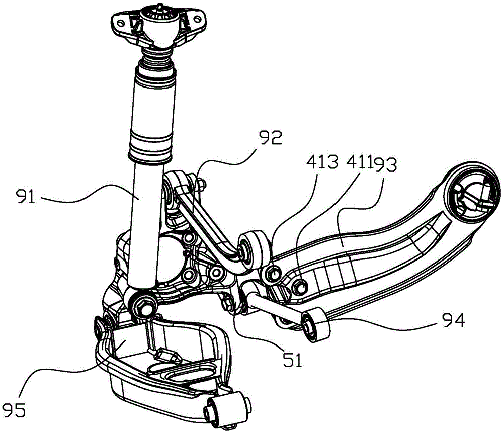 背景技术:后轴节,负责将车轮负荷传递到车身,结构复杂,其上装配多个