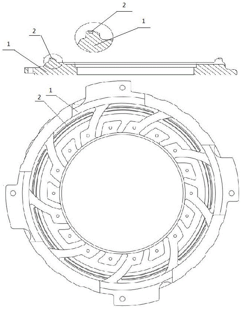 一种镶入支承环结构的压盘组件的制作方法与工艺
