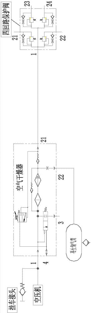 一種車載修井機(jī)底盤的氣路系統(tǒng)的制造方法與工藝