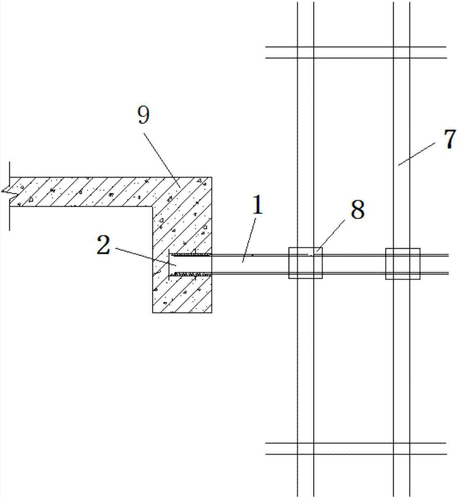 一种钢管开丝预埋组装连墙件及其施工方法与流程