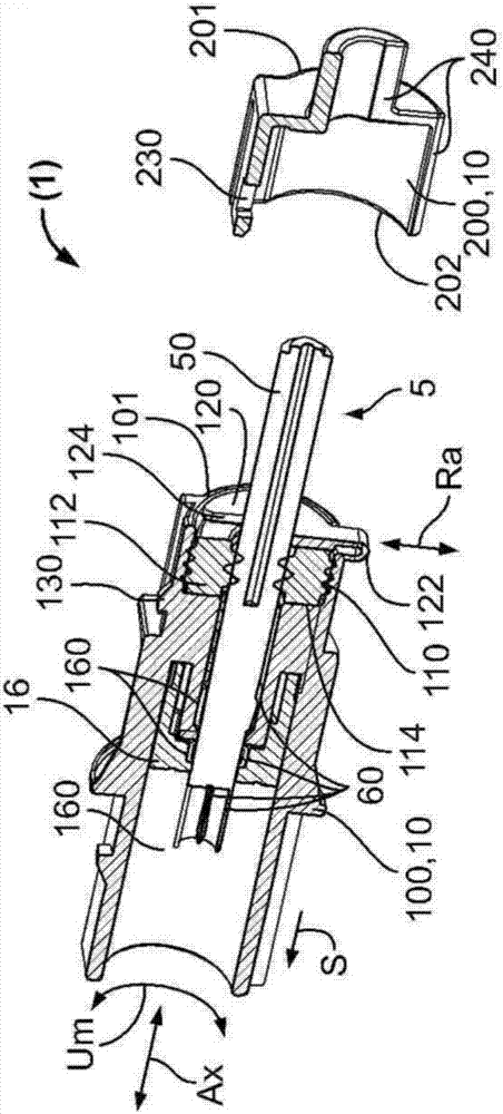 用于防水连接器的连接器装置、防水连接器以及组装电缆的制造方法