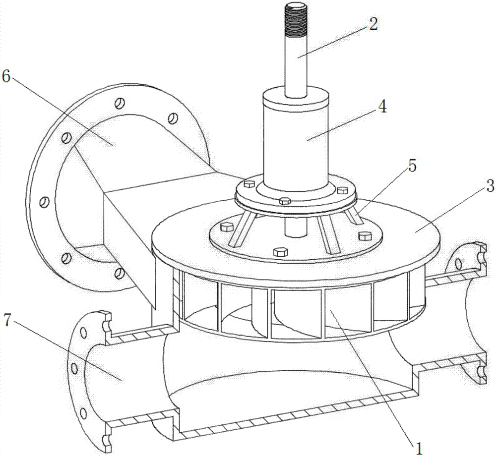 一种冷却塔专用水轮机叶轮及其在水轮机中的安装结构的制造方法与工艺