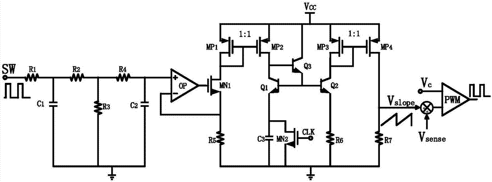 適用于峰值電流?？刂平祲鹤儞Q器的自適應斜坡補償電路的制造方法與工藝