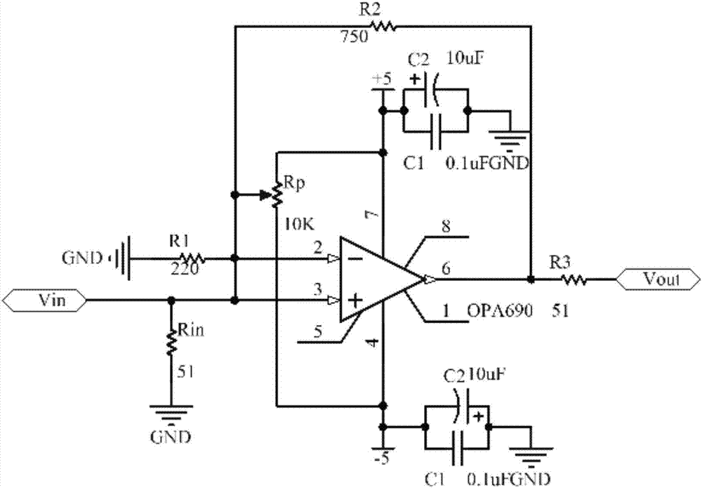 一種基于VCA810的寬帶直流放大電路系統(tǒng)的制造方法與工藝