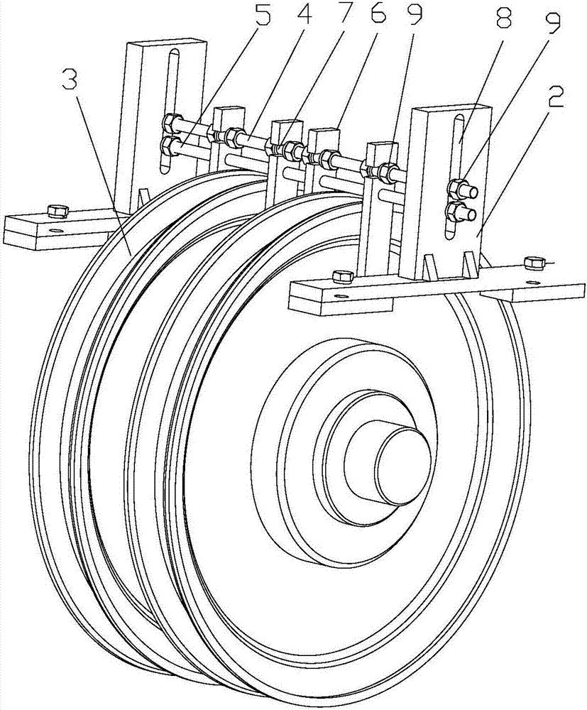 一种可调式天车定滑轮组钢绳防脱槽装置的制作方法