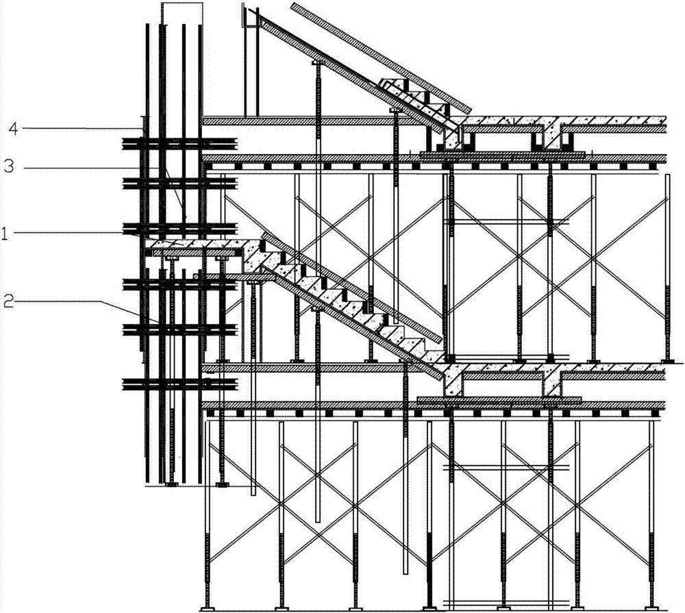 一种支模二次浇筑楼梯间柱的方法与流程