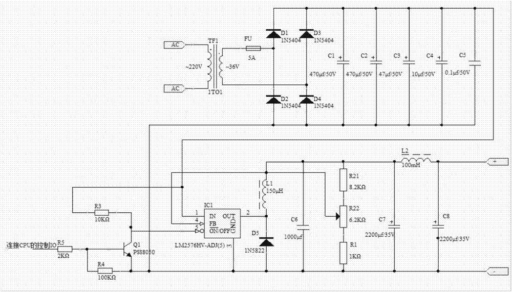 一種五檔可選3A輸出的開關電源電路的制造方法與工藝