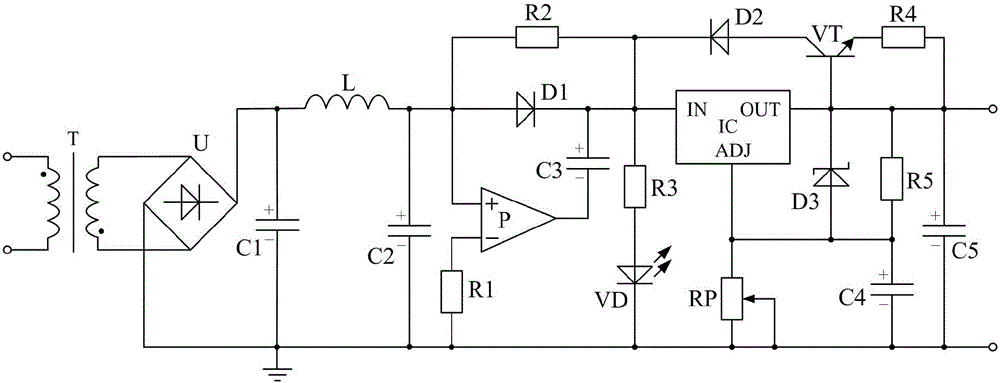 一种基于比较放大电路的电压可调式二次滤波型稳压电源的制造方法与工艺