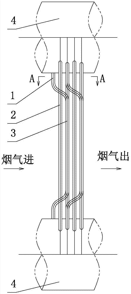 一种用于双锅筒余热锅炉间对流管束的补错弯管结构的