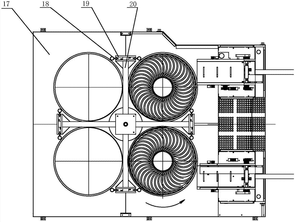 一种并条机的四等分圆托盘回转式补筒装置的制作方法