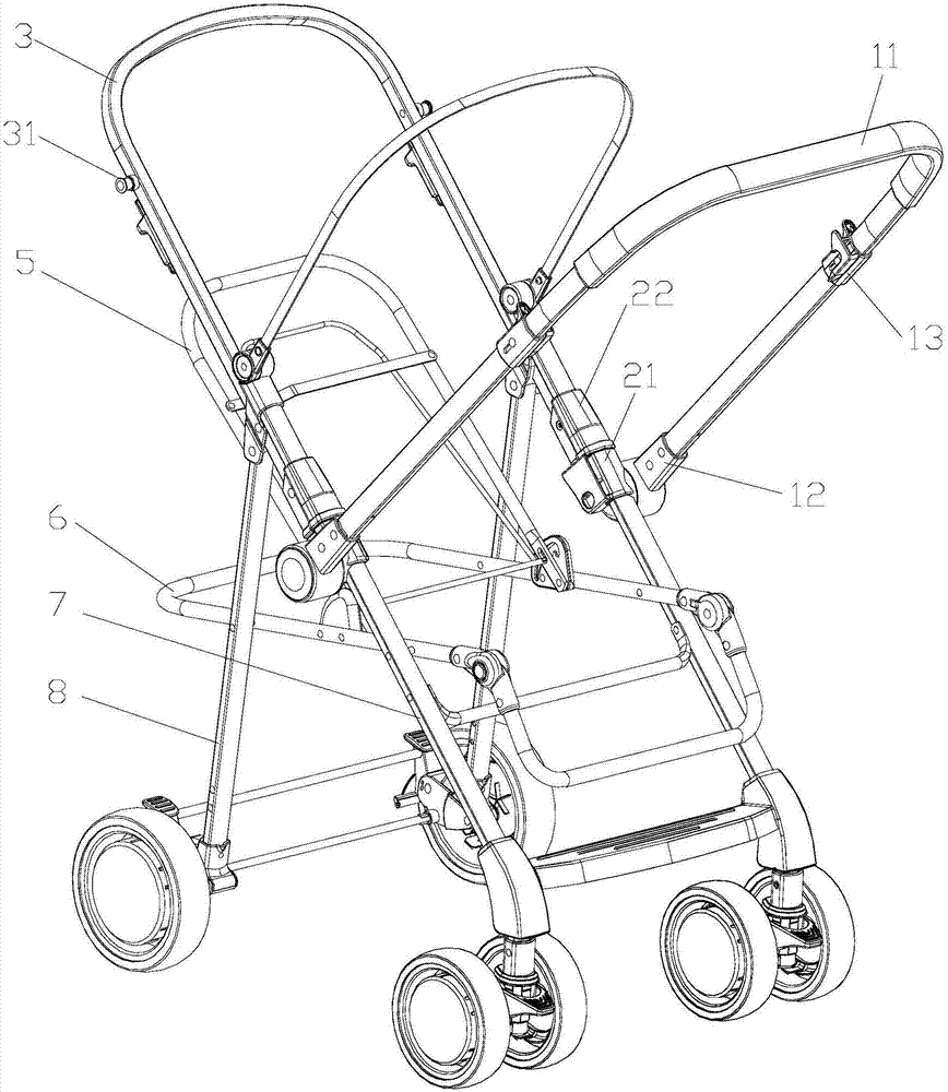 推把杆可换向的儿童推车的制作方法与工艺
