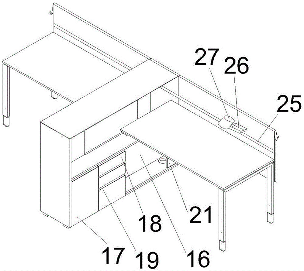 带双面用办公中柜的双人办公桌的制作方法与工艺