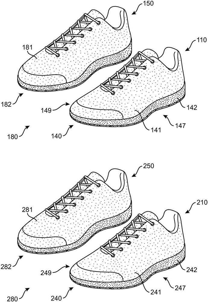 具有類似的外觀和不同的鞋底組件的鞋類物品的制作方法與工藝