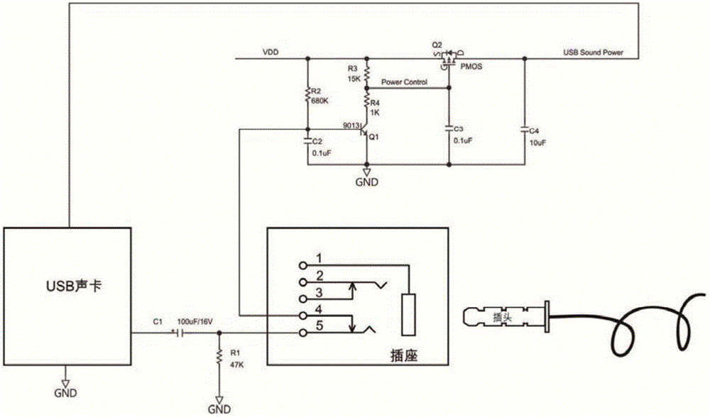 自動(dòng)啟停USB聲卡的電路的制作方法與工藝