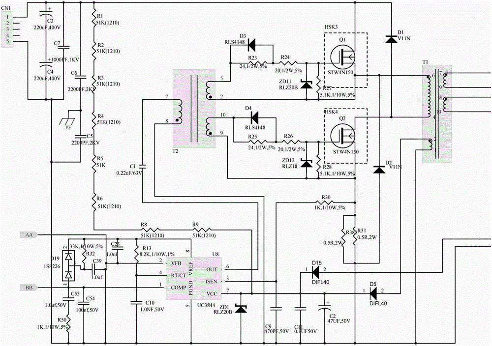 带有正激拓扑的大功率双管正激电源的制作方法