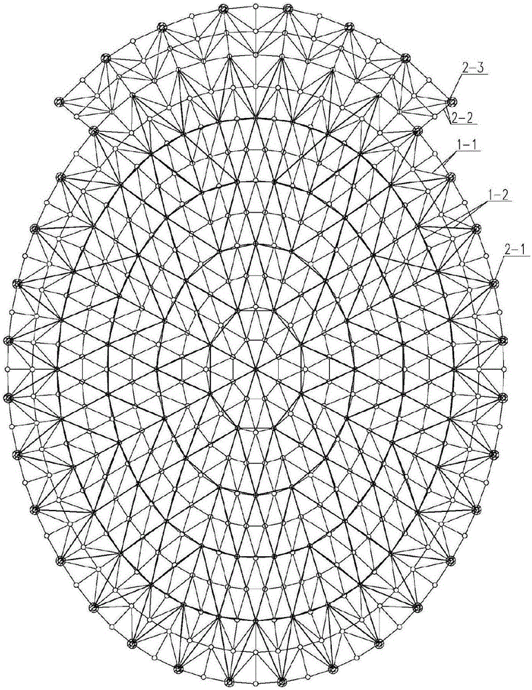 一种适用不连续支承的椭球面弦支穹顶结构体系的制作