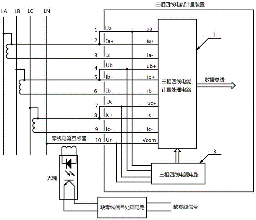 具有缺零线检测功能的三相四线电能计量装置的制作方法