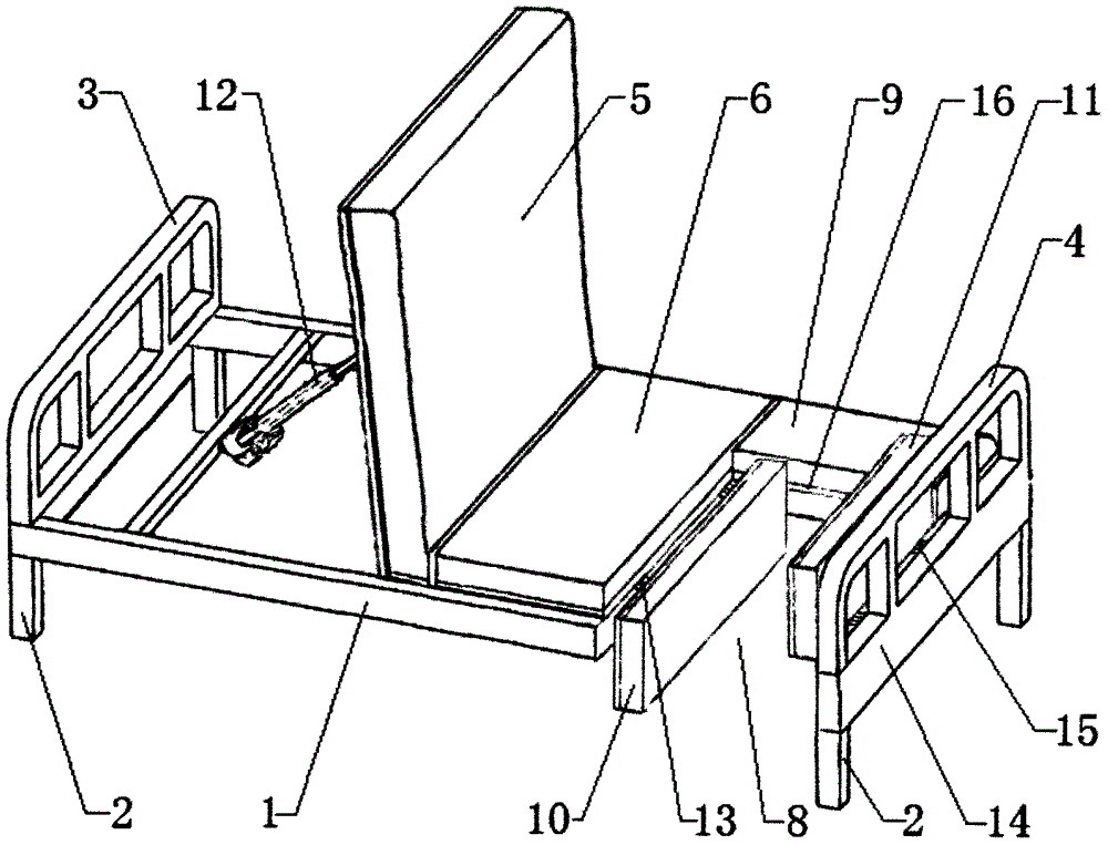 一种小腿位部份床板床垫可下折的电动床椅转换床的制作方法与工艺