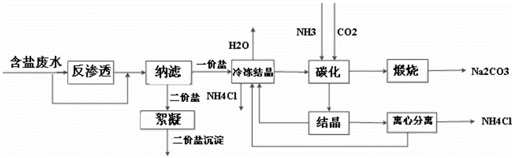 一种利用含盐废水联产纯碱和氯化铵的方法与流程