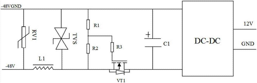 一種供電電路及負(fù)向浪涌防護(hù)方法與流程