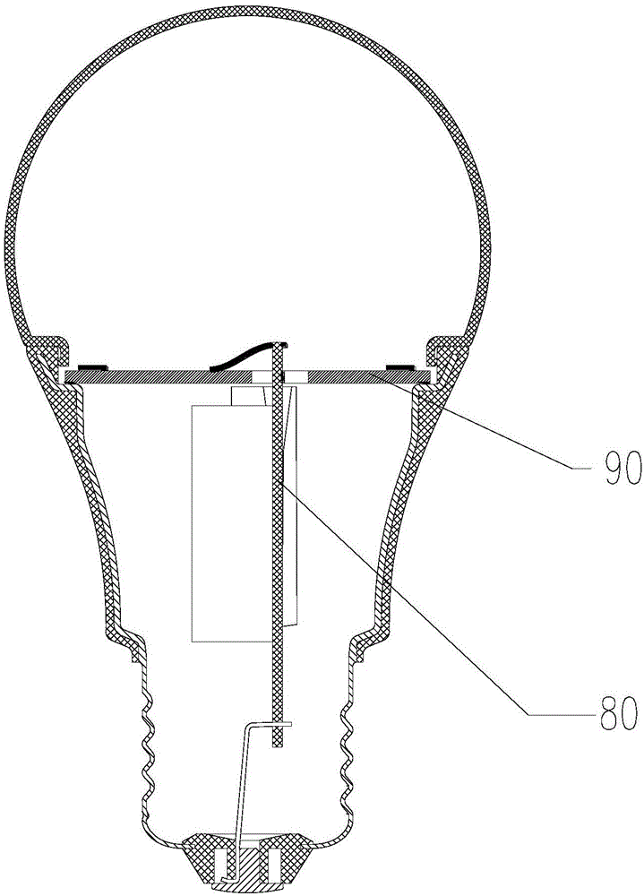 本发明涉及灯具技术领域,具体涉及一种标准化led球泡灯.