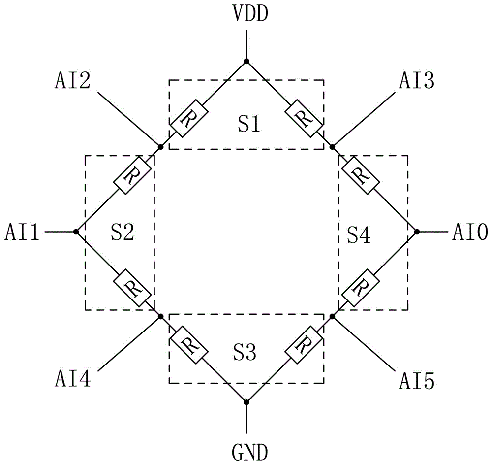 一種四個半橋傳感器串聯(lián)四角測量電子秤電路的制作方法與工藝