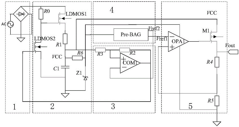 一種LED驅(qū)動(dòng)電源的內(nèi)部降壓電路結(jié)構(gòu)的制作方法與工藝