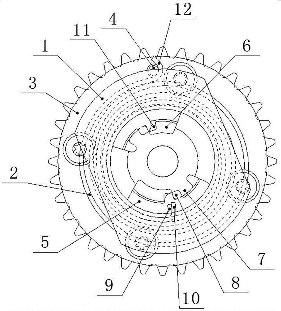 凸轮相位器用平面涡卷弹簧固定装置的制作方法