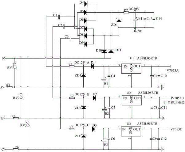 一種用于三相電能表的阻容降壓電源的制作方法與工藝