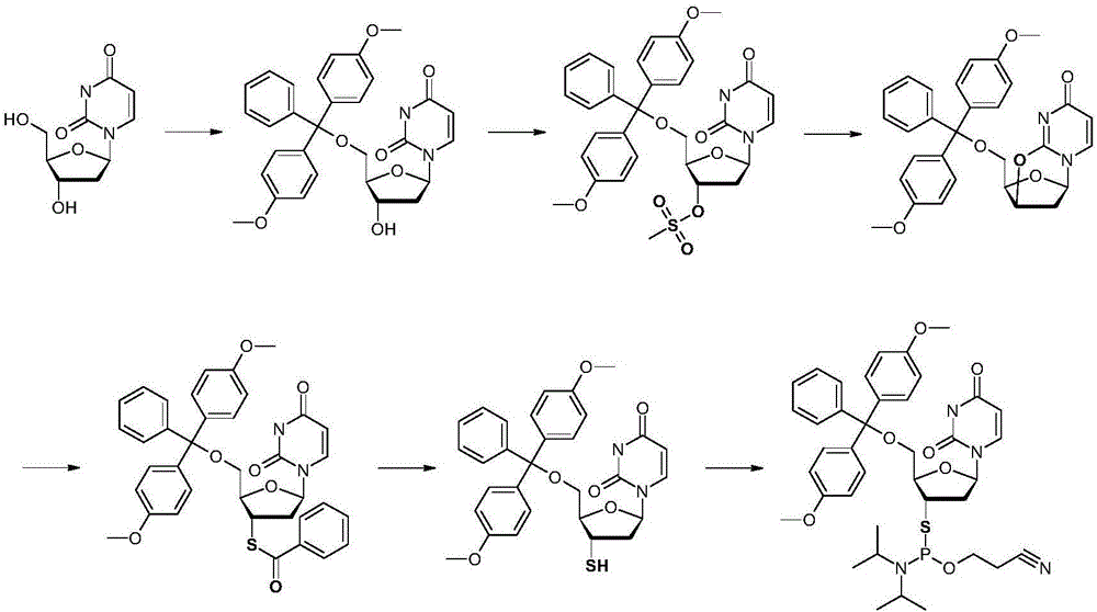 一种制备3"巯基核苷类似物的单体的合成方法与流程