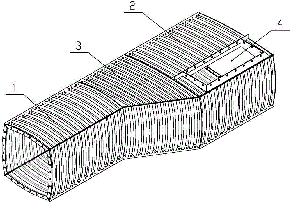 投料倉與標(biāo)準(zhǔn)單元管節(jié)的連接結(jié)構(gòu)及截面變化的綜合管廊的制作方法與工藝